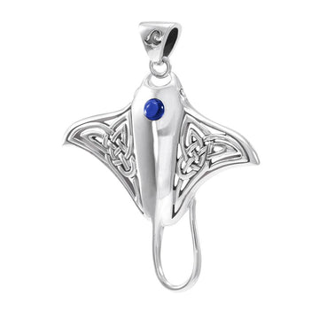 Grant the positive energy ~ Sterling Silver Manta Ray Pendant Jewelry with Gemstone TPD072 - Jewelry
